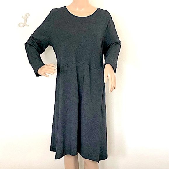 J. Jill Charcoal Gray Dipped-Hem Swing Dress - Picture 1 of 10